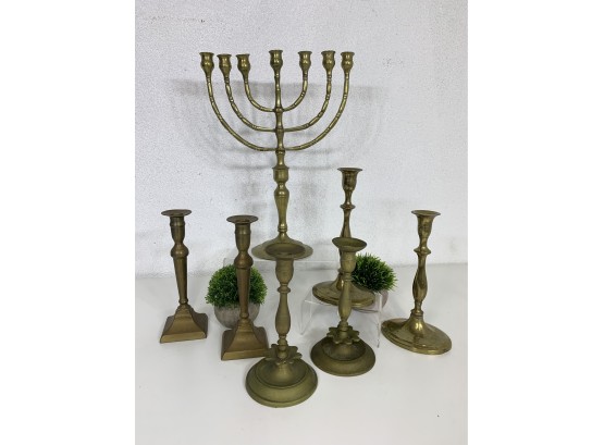 Group Lot Of Brass Candle Holder