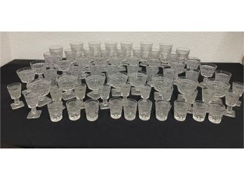 Vintage Colony Park Lane Wine & Water Glasses, Crystal Clear Heavy Glass Goblets -Over 70pcs