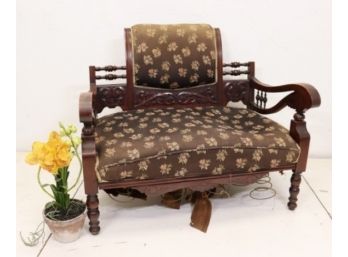 Vintage Victorian Settee With Spring Seat