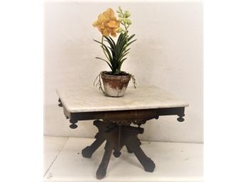 Victorian White Marble Top Parlor Table