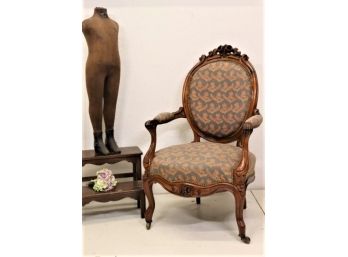 Vintage Victorian Carved Arm Chair