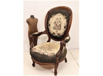 Vintage Victorian Needlepoint  Arm Chair
