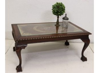 Wooden Decorative Coffee Table With Glass Top