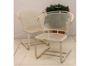 Pair Of Vintage Midcentury Wrought Iron Lounge Chairs