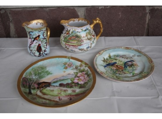 Group Lot Of English Porcelain Plates And  Small Pitchers-limoges
