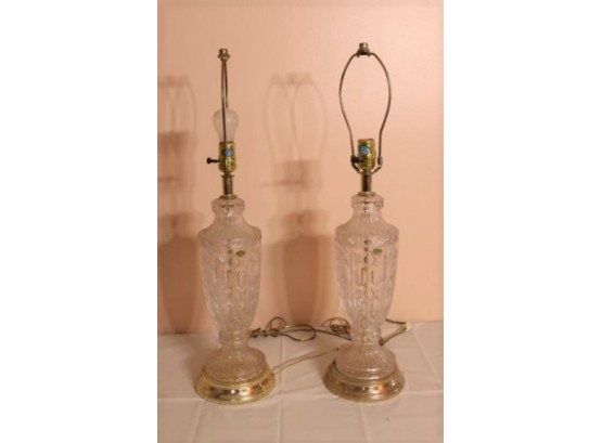 PAIR Vintage CUT LEAD CRYSTAL EUROPEAN COLLECTION TABLE LAMPS