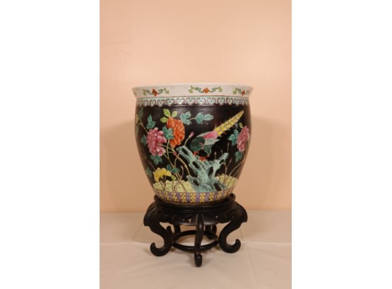 FISH BOWL ORIENTAL JARDINIERE WITH STAND