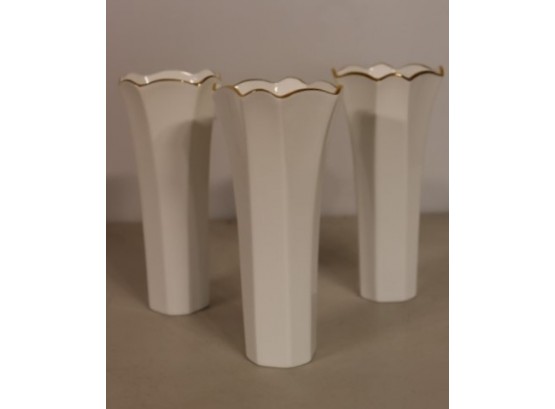 Three White Lenox Vase
