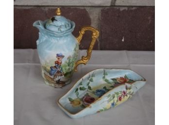 Two Limoges Porcelain -Teapot & Dish