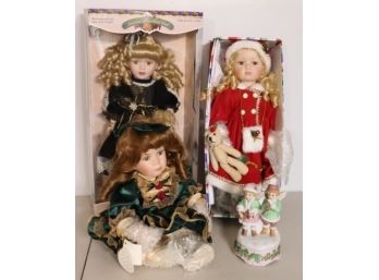 3 Porcelain Dolls -NEW