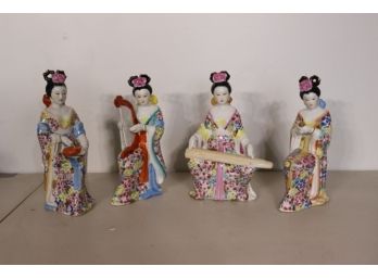 Four (4) Japanese Figures Playing Instrument-New In The Box -10'tall