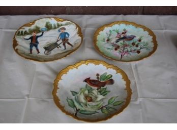 Three Vintage Limoges Hanging Plates
