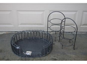 Iron Cat Bed And 2 Metal Plate Stands