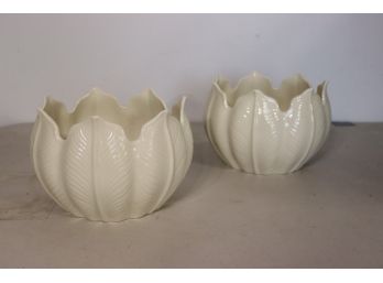 Pair Of Vintage Lenox Palmetto Collection Ivory 6 Porcelain Bowls