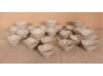 Vintage White Porcelain Lotus Bowls
