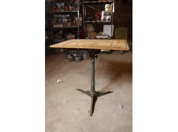 Industrial Drafting Desk With A Saxon  Cast Iron Base