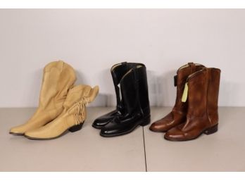 Three Pair Of Cowboy Ladies Boots -size 8