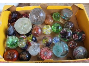 Box Lot Of Vintage Paperweights