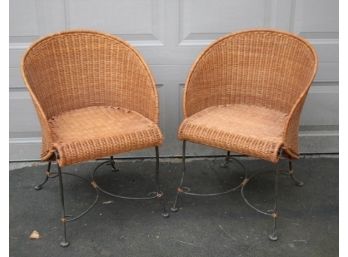 Pair Of Vintage Wicker Chairs