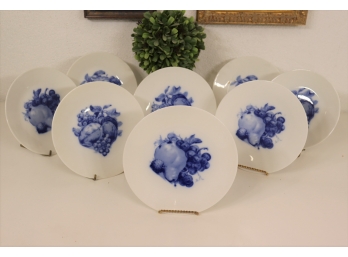 Set Of Eight (8) HUTSCHENREUTHER FRUITS Plate )-Blue 8' Round