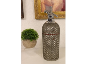 Vintage 1930s Sparkles Wire Mesh Glass Seltzer Bottle-13.5'H