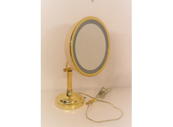 Brass Makeup Mirror With Light