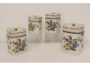 Vintage Ceramic Daeware Floral Canisters (Set Of 4)