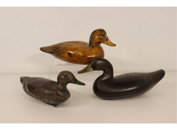 Three (3) Vintage Wooden Carved Duck Decoys