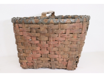 Large Vintage Wooden Woven Basket