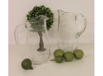 Pair Of Glass Water Pitchers