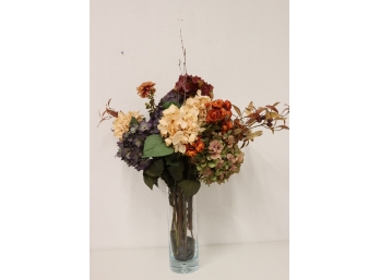 Glass Vase With Artificial Flowers