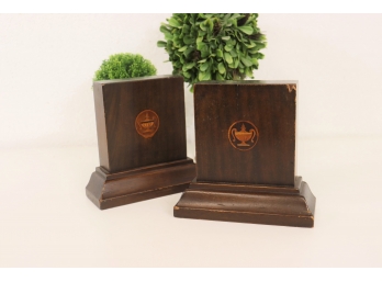 Pair Of Vintage Wooden Bookends