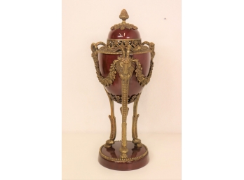 Wong Lee Porcelain And Bronze  Lidded Urn And Ram Handles -22'H