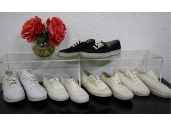 Group Lot Of Women White & Black Sneakers  Size 5 1/2