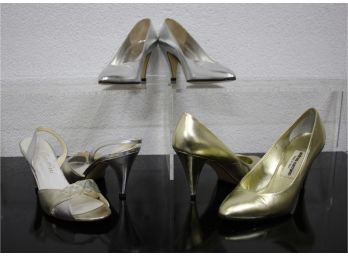 Three (3) Metallic Color Shoes  Size 6M