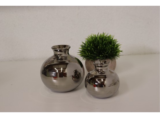 Pair Of Crate & Barrel Alena  Vases-Large  & Small