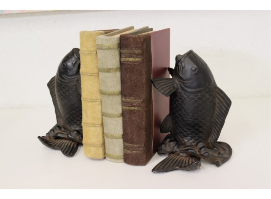 Pair Of Iron Fish Bookends -Vintage