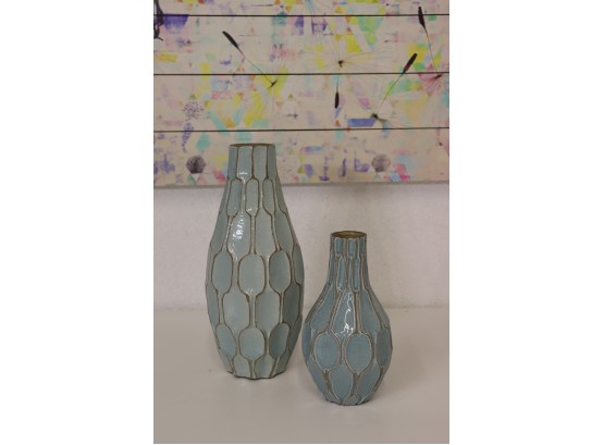 Pair Of West Elm Handcrafted Terracotta Vases