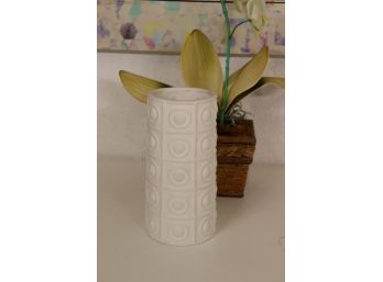 Small White Round Matted Vase