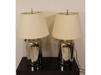 Pair Of Restoration Hardware Mercury Glass Table Lamps