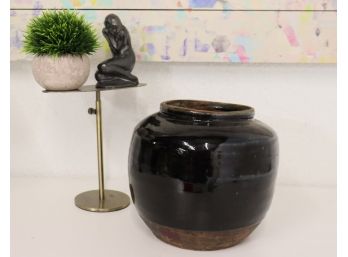 Black Terracotta Glaze Vase #2