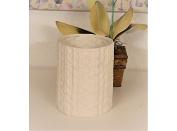 White Matted Woven Style Vase