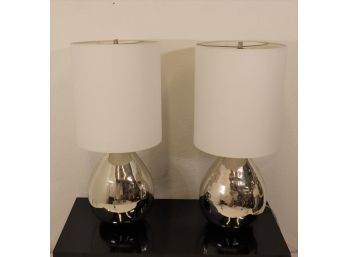 Pair Of West Elm Glass Jar Mercury Lamps -31.5'Tall