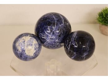 Three Blue Marble Balls