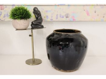 Black Terracotta Glaze Vase #3