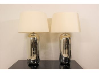 Pair Of Arteriors Anderson Modern Mercury Oblong Table Lamps