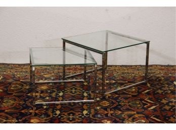 Pair Of Glass & Chrome Nest Tables