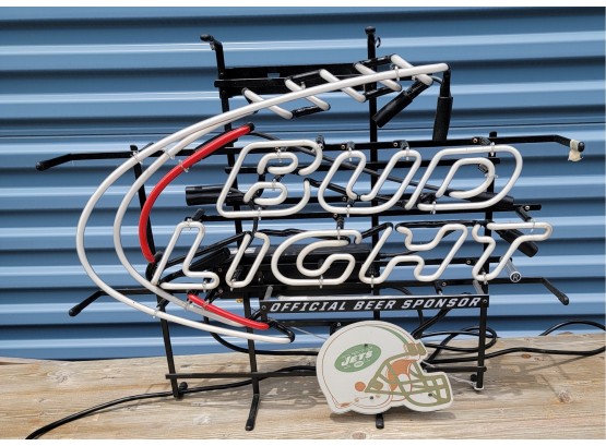 Bud Lite Neon Sign With NJ Jets