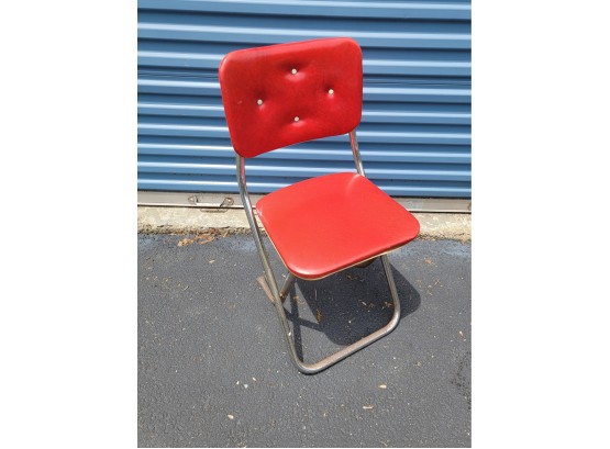 Vintage Lee Krome-Fold All Purpose Chair - Red Seat And Back