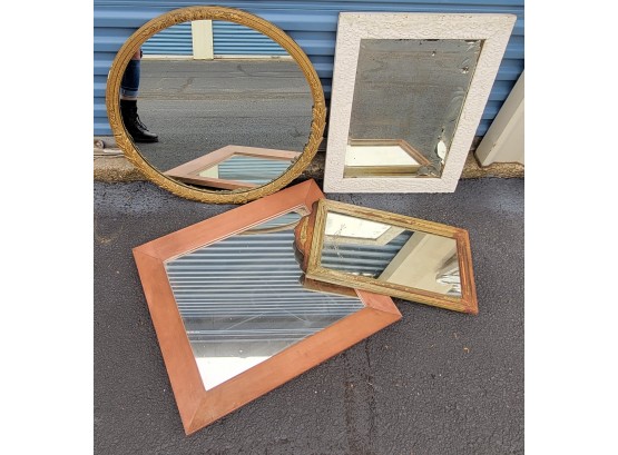 Group Lot Of 4 Mirrors With Decorative Frames